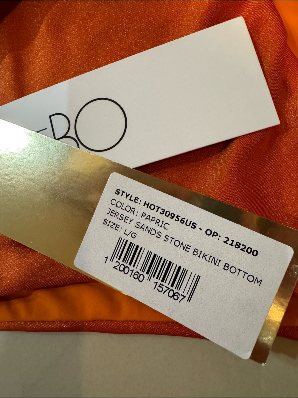 PatBO Jersey Sands Bikini Top (Sz L) & Bottom (Sz L) Color Papric w Gold Accents - Picture 8 of 10